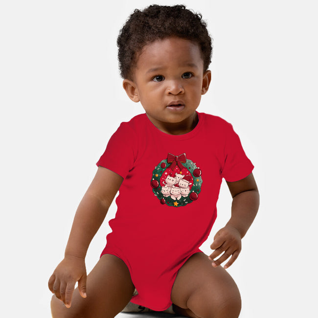 Kitty Garland Cat Christmas-Baby-Basic-Onesie-tobefonseca