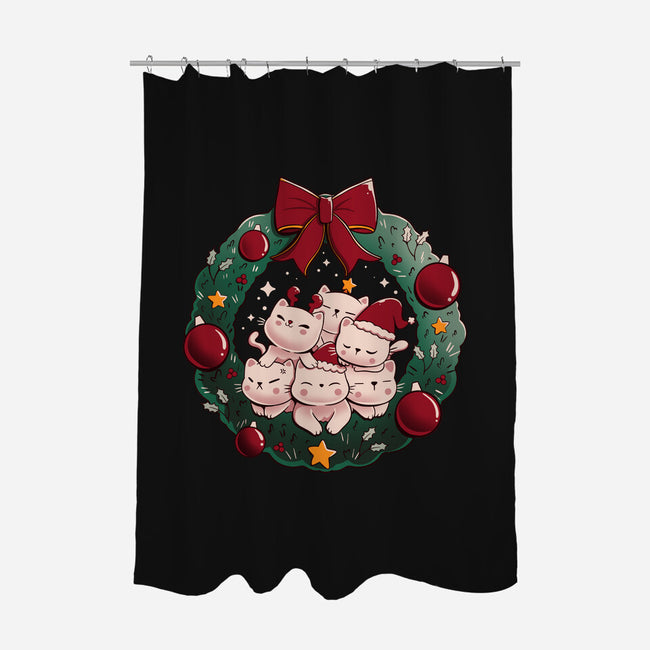 Kitty Garland Cat Christmas-None-Polyester-Shower Curtain-tobefonseca