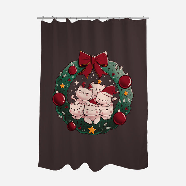 Kitty Garland Cat Christmas-None-Polyester-Shower Curtain-tobefonseca