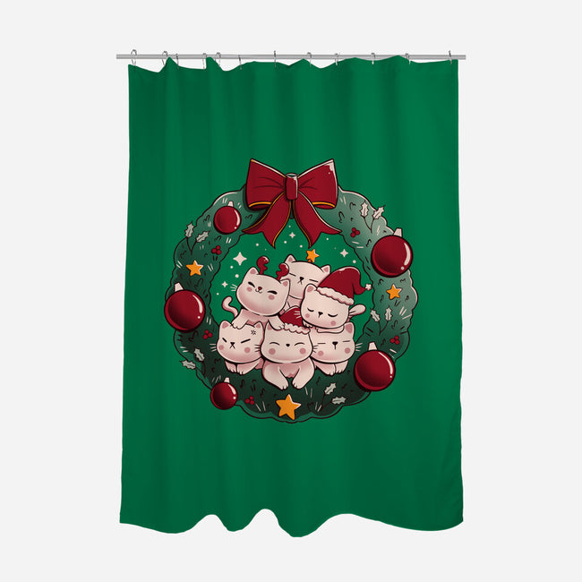 Kitty Garland Cat Christmas-None-Polyester-Shower Curtain-tobefonseca