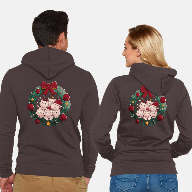 Kitty Garland Cat Christmas-Unisex-Zip-Up-Sweatshirt-tobefonseca