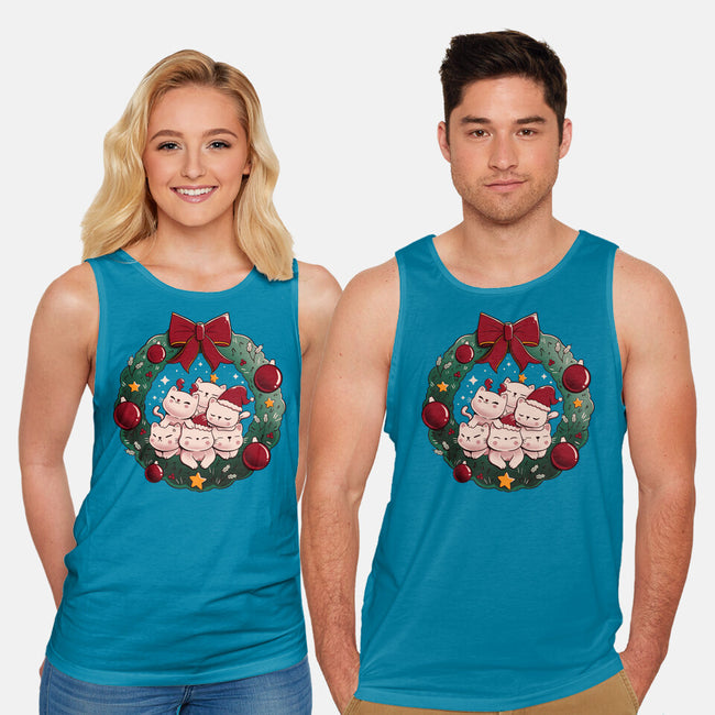 Kitty Garland Cat Christmas-Unisex-Basic-Tank-tobefonseca