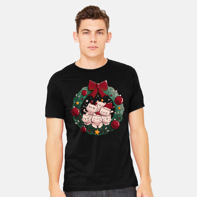 Kitty Garland Cat Christmas-Mens-Heavyweight-Tee-tobefonseca