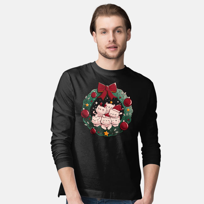 Kitty Garland Cat Christmas-Mens-Long Sleeved-Tee-tobefonseca