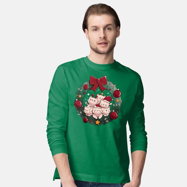 Kitty Garland Cat Christmas-Mens-Long Sleeved-Tee-tobefonseca