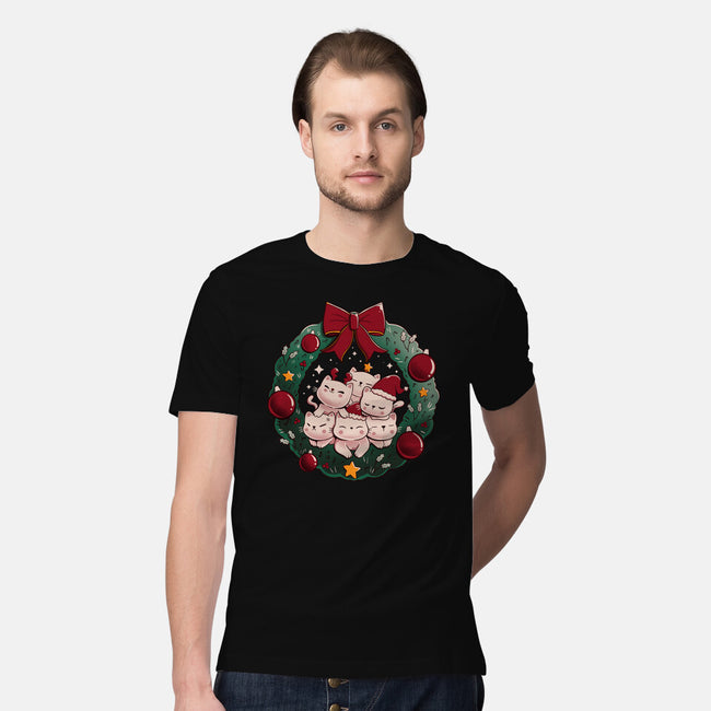 Kitty Garland Cat Christmas-Mens-Premium-Tee-tobefonseca