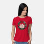 Kitty Garland Cat Christmas-Womens-Basic-Tee-tobefonseca