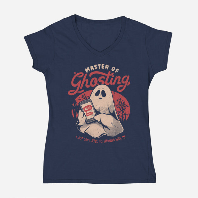 Master Of Ghosting-Womens-V-Neck-Tee-eduely