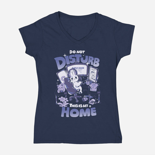 Do Not Disturb Gamer Bunny-Womens-V-Neck-Tee-yumie