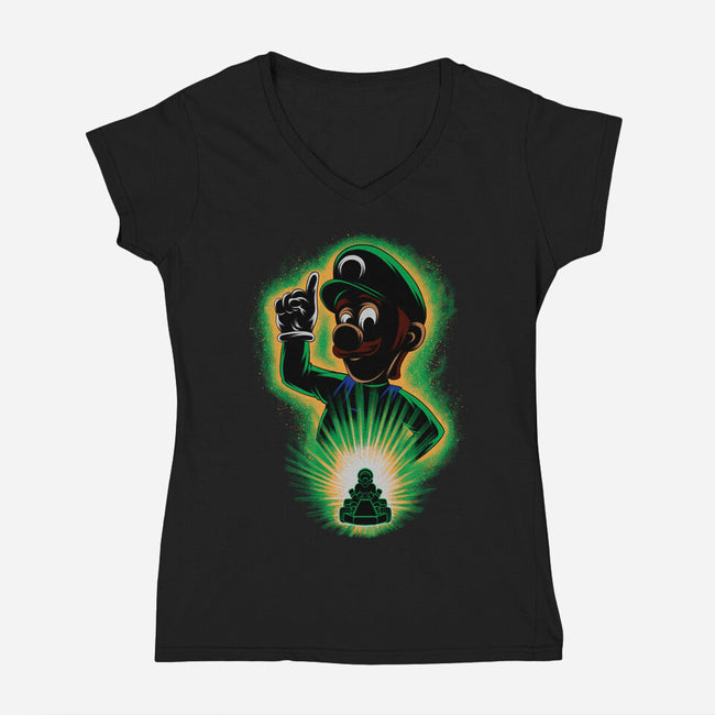 Green Bro Racing-Womens-V-Neck-Tee-rmatix