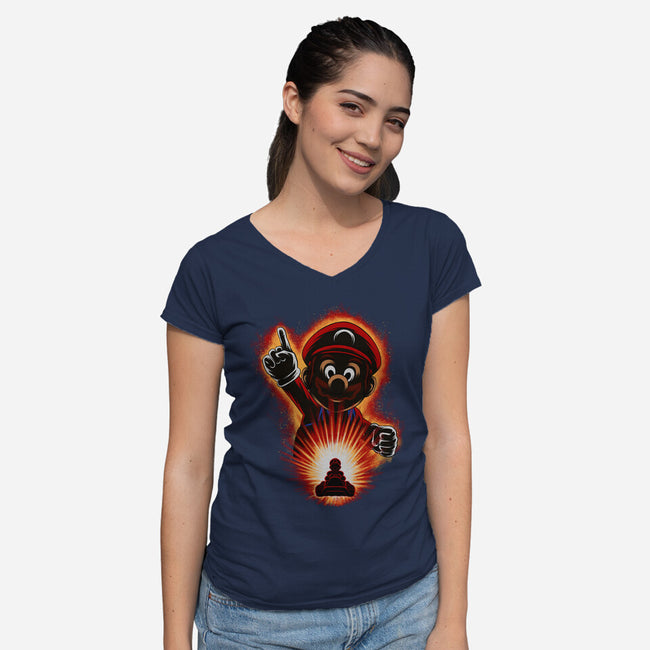 Red Bro Racing-Womens-V-Neck-Tee-rmatix