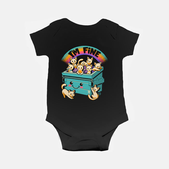 Dumpster On Fire I'm Fine Cat-Baby-Basic-Onesie-worlddominationforcats