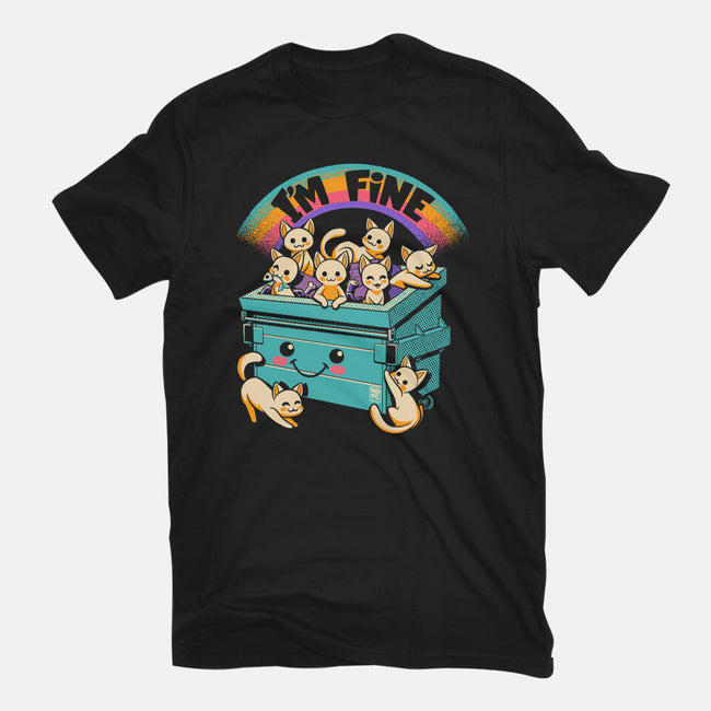 Dumpster On Fire I'm Fine Cat-Womens-Basic-Tee-worlddominationforcats