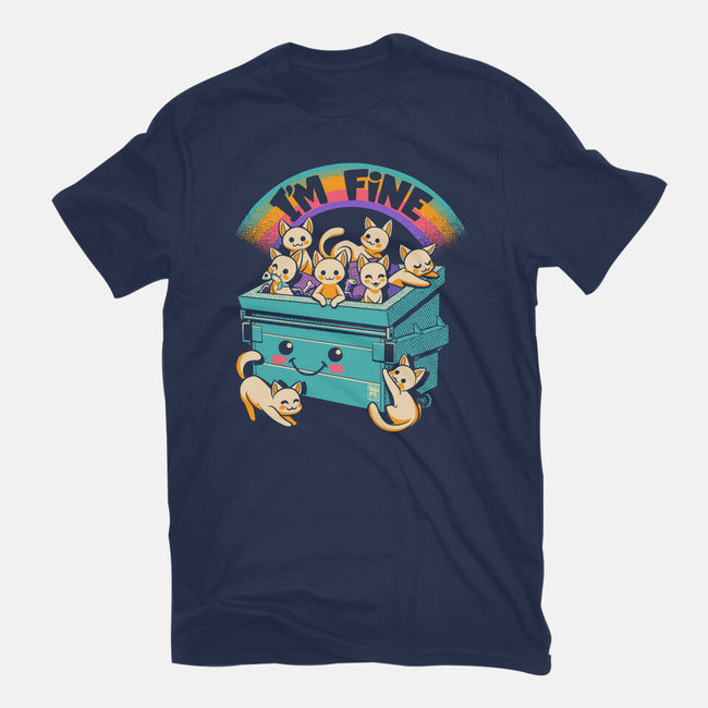 Dumpster On Fire I'm Fine Cat-Unisex-Basic-Tee-worlddominationforcats