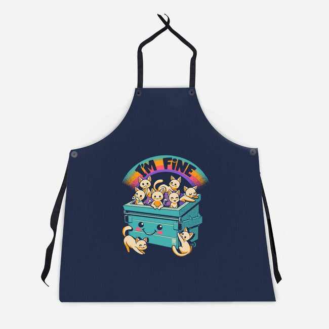 Dumpster On Fire I'm Fine Cat-Unisex-Kitchen-Apron-worlddominationforcats