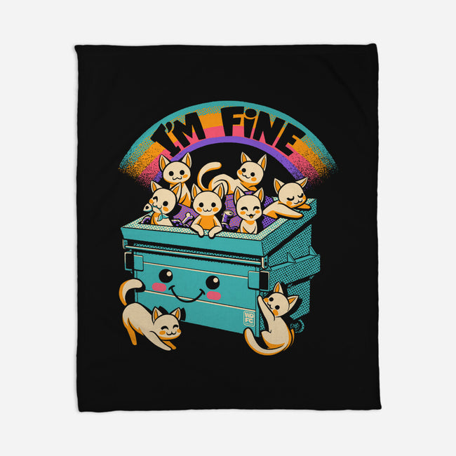 Dumpster On Fire I'm Fine Cat-None-Fleece-Blanket-worlddominationforcats