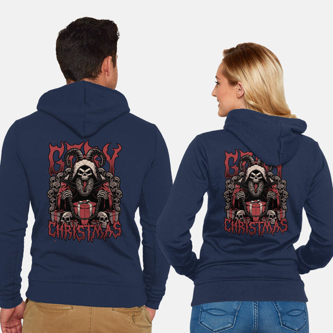 Gory Christmas Krampus-Unisex-Zip-Up-Sweatshirt-Studio Mootant