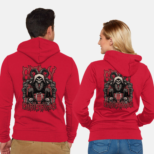 Gory Christmas Krampus-Unisex-Zip-Up-Sweatshirt-Studio Mootant