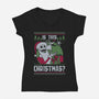 Ugly Sweater Skeleton Christmas-Womens-V-Neck-Tee-Studio Mootant