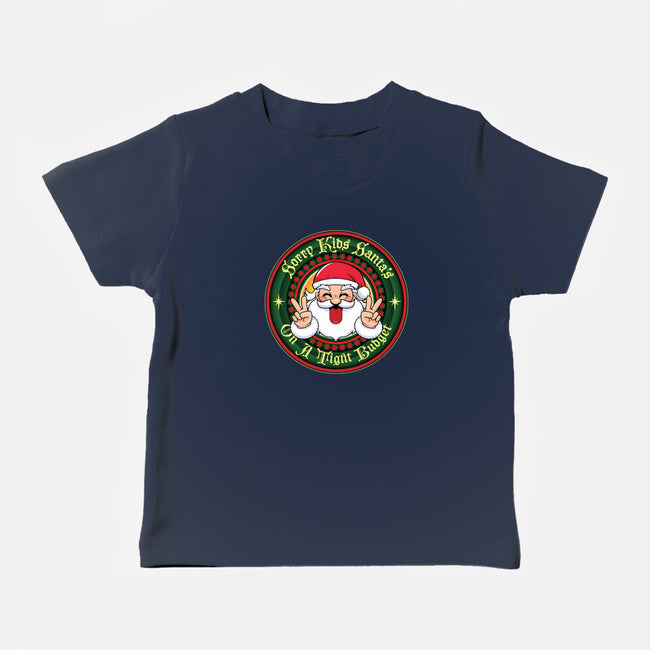 Santa's On A Tight Budget-Baby-Basic-Tee-Whimsical Thinker