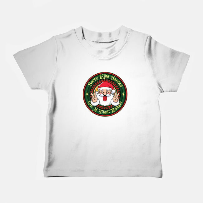 Santa's On A Tight Budget-Baby-Basic-Tee-Whimsical Thinker