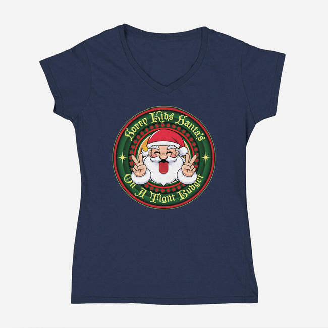 Santa's On A Tight Budget-Womens-V-Neck-Tee-Whimsical Thinker