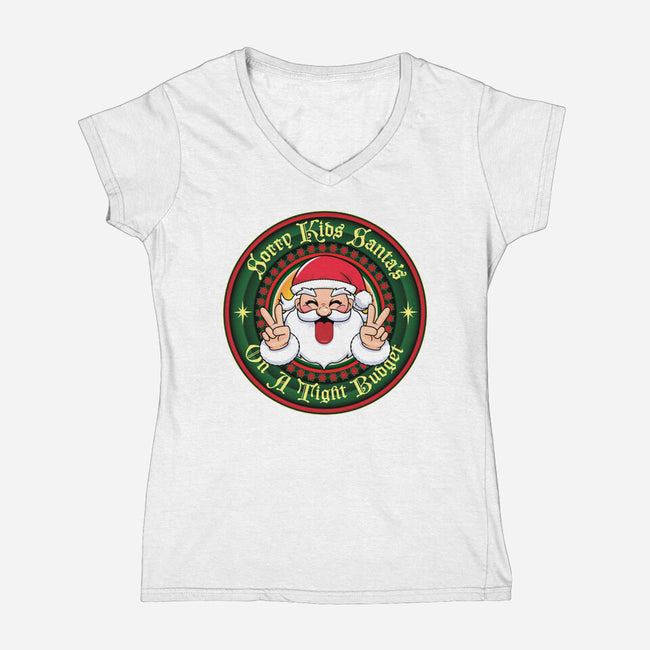 Santa's On A Tight Budget-Womens-V-Neck-Tee-Whimsical Thinker