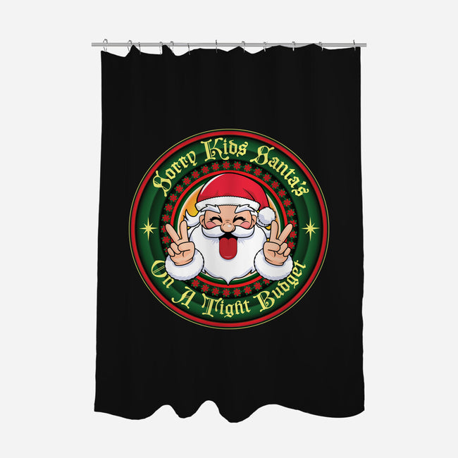 Santa's On A Tight Budget-None-Polyester-Shower Curtain-Whimsical Thinker