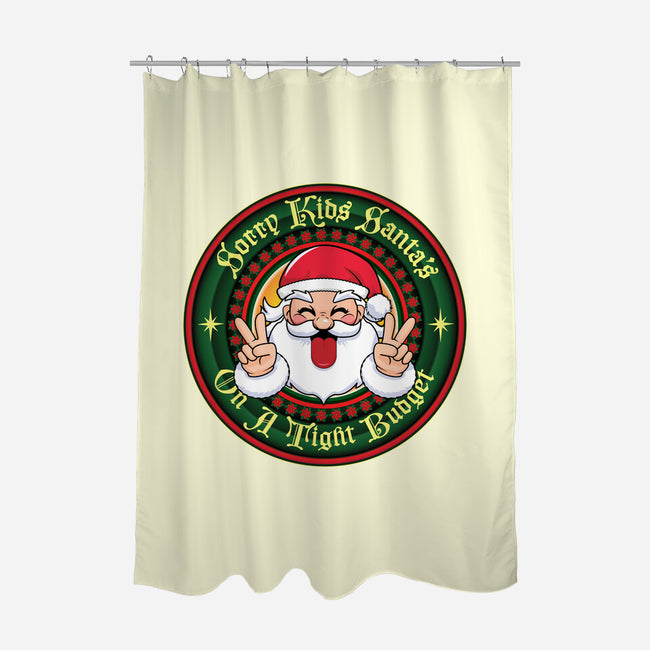 Santa's On A Tight Budget-None-Polyester-Shower Curtain-Whimsical Thinker