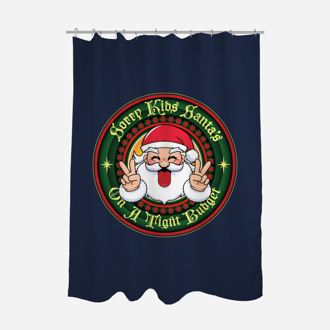 Santa's On A Tight Budget-None-Polyester-Shower Curtain-Whimsical Thinker