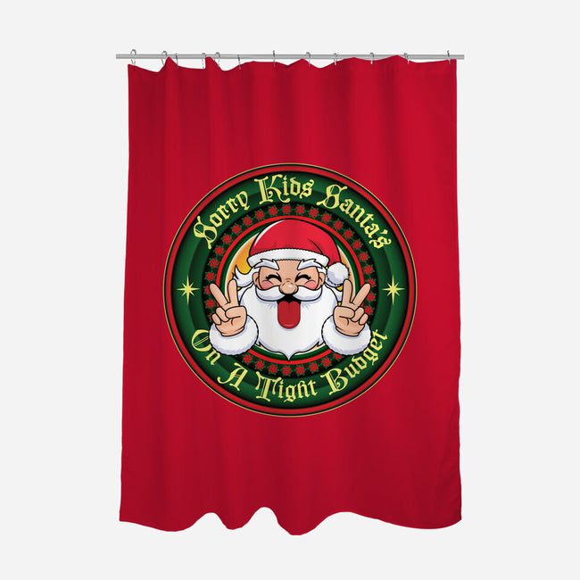 Santa's On A Tight Budget-None-Polyester-Shower Curtain-Whimsical Thinker