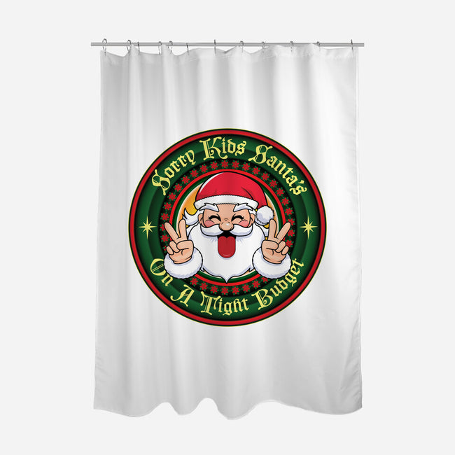 Santa's On A Tight Budget-None-Polyester-Shower Curtain-Whimsical Thinker