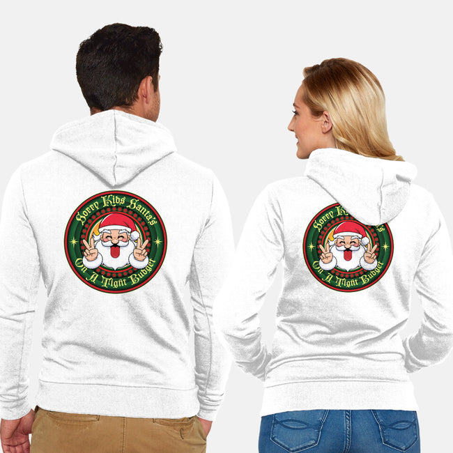 Santa's On A Tight Budget-Unisex-Zip-Up-Sweatshirt-Whimsical Thinker