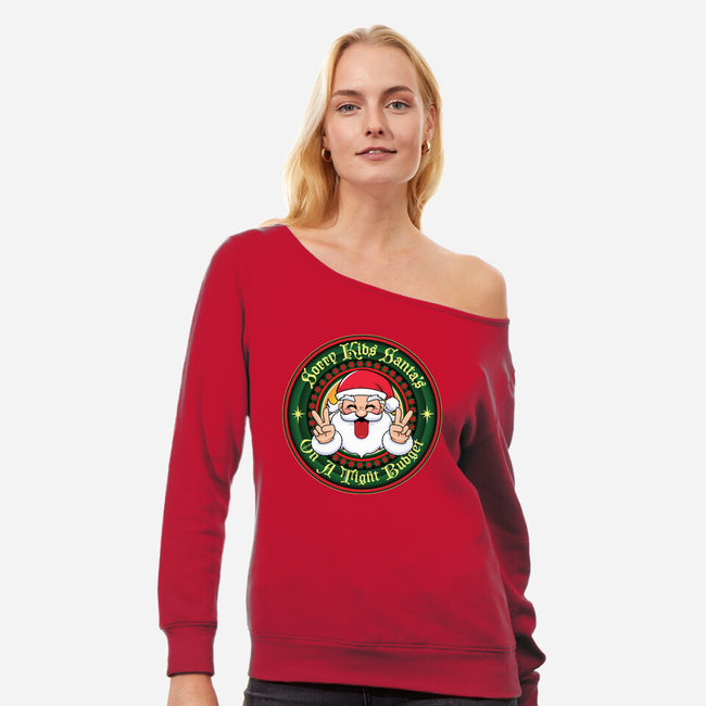 Santa's On A Tight Budget-Womens-Off Shoulder-Sweatshirt-Whimsical Thinker