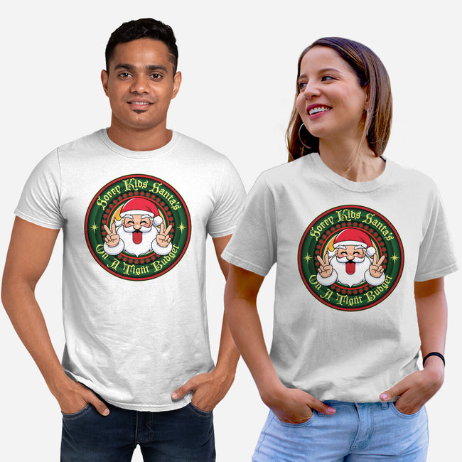 Santa's On A Tight Budget-Unisex-Basic-Tee-Whimsical Thinker