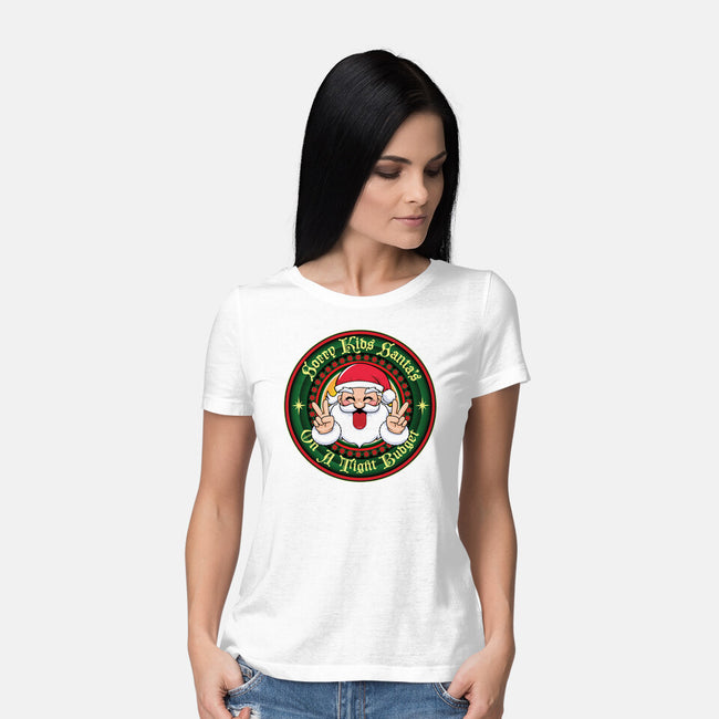 Santa's On A Tight Budget-Womens-Basic-Tee-Whimsical Thinker