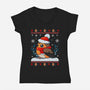 Merry Robin-Womens-V-Neck-Tee-Vallina84