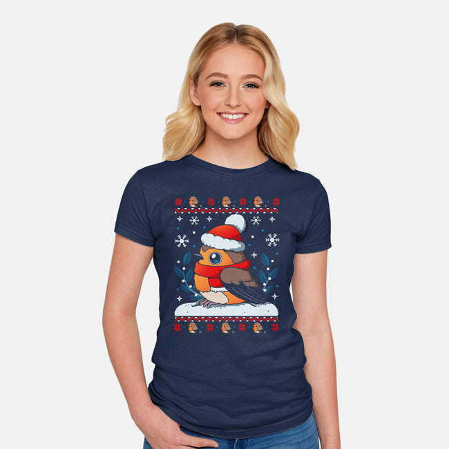 Merry Robin-Womens-Fitted-Tee-Vallina84