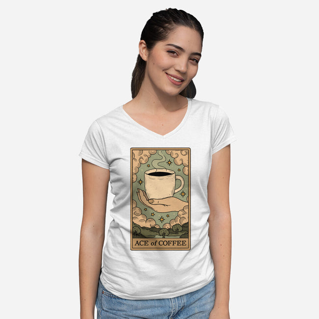 Ace Of Coffee-Womens-V-Neck-Tee-Thiago Correa