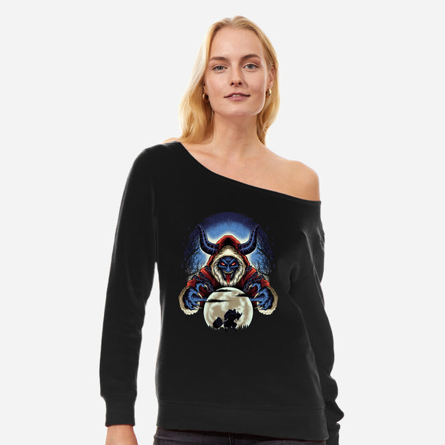 Shadow Of Saint Nick-Womens-Off Shoulder-Sweatshirt-rmatix