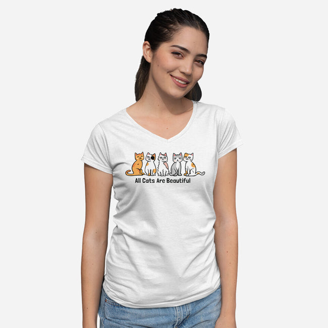 All Cats Are Beautiful-Womens-V-Neck-Tee-anarist