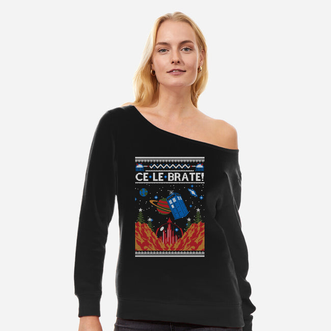 Ce-Le-Brate Christmas-Womens-Off Shoulder-Sweatshirt-Arinesart