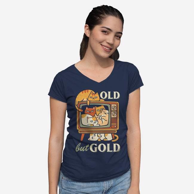 Old But Gold-Womens-V-Neck-Tee-anarist