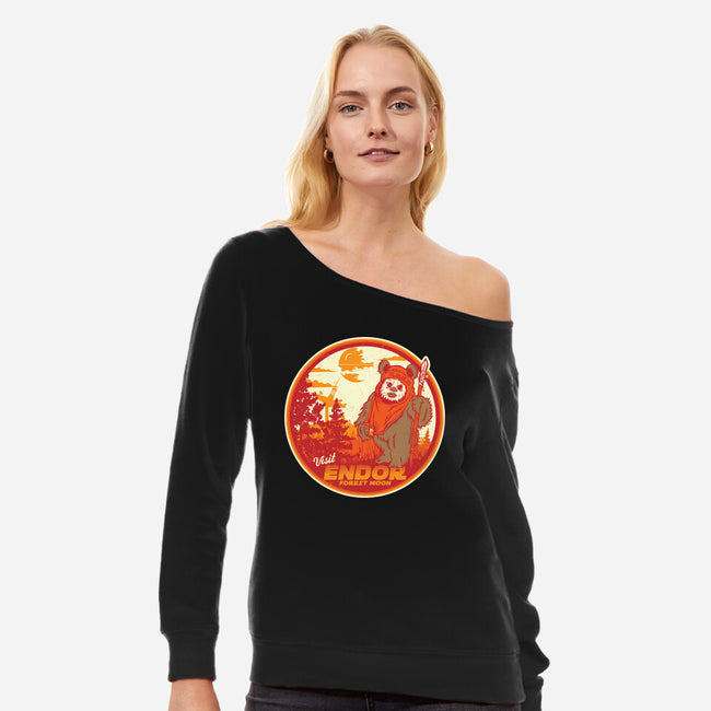 Visit The Forest Moon-Womens-Off Shoulder-Sweatshirt-CarloJ1956