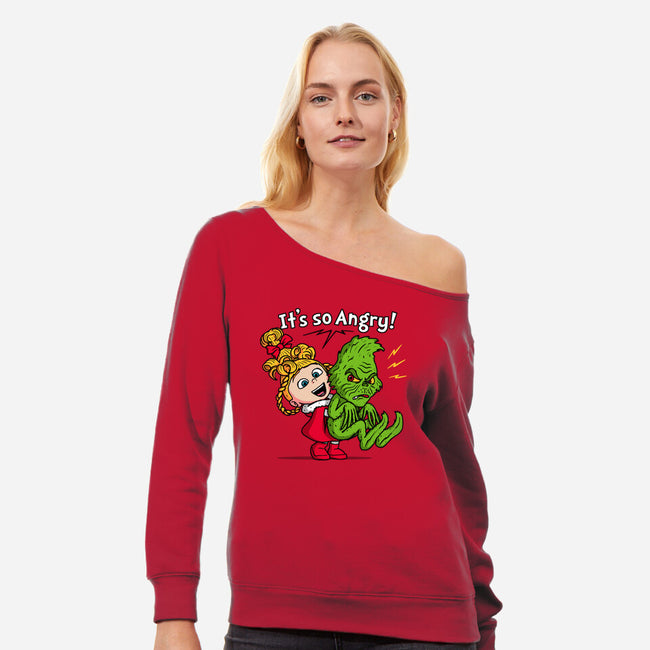 It's So Angry-Womens-Off Shoulder-Sweatshirt-Raffiti