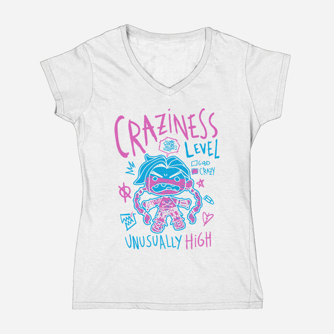 Craziness Level-Womens-V-Neck-Tee-demonigote