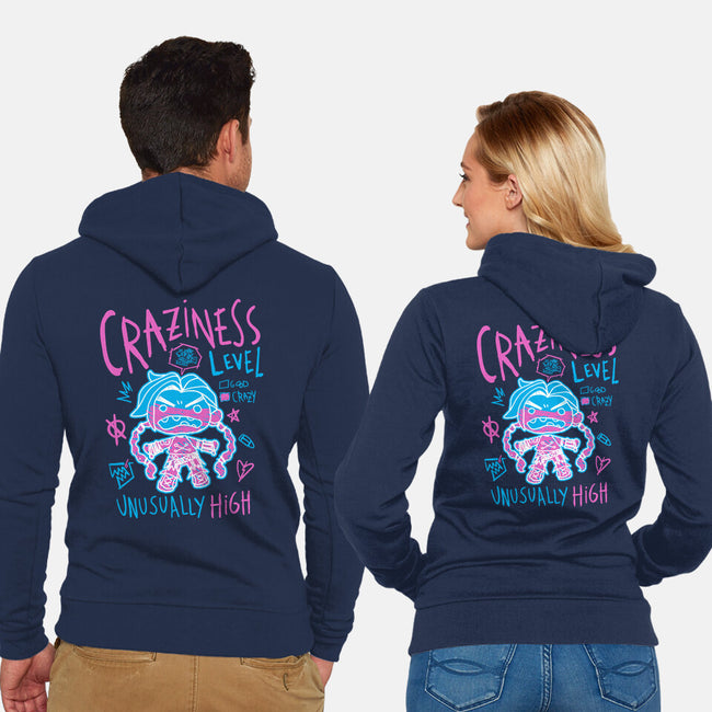 Craziness Level-Unisex-Zip-Up-Sweatshirt-demonigote