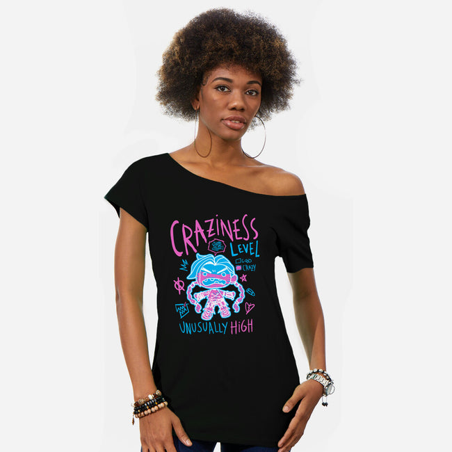 Craziness Level-Womens-Off Shoulder-Tee-demonigote