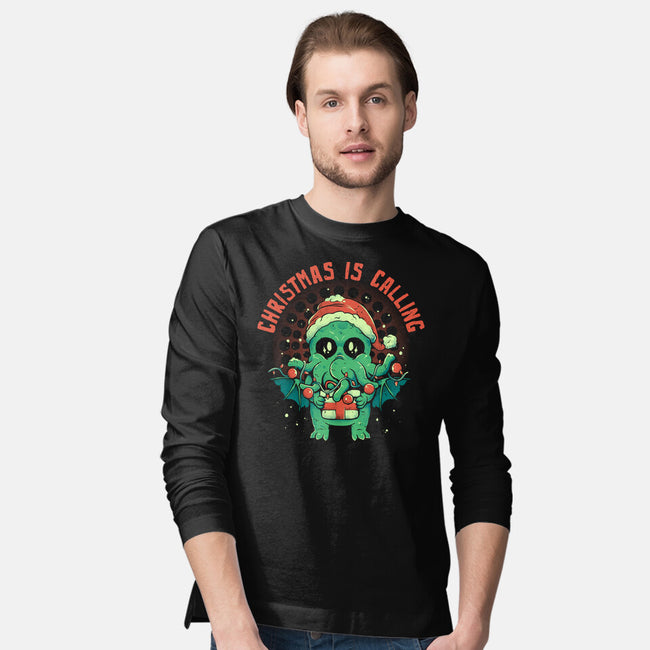 Christmas Is Calling-Mens-Long Sleeved-Tee-eduely