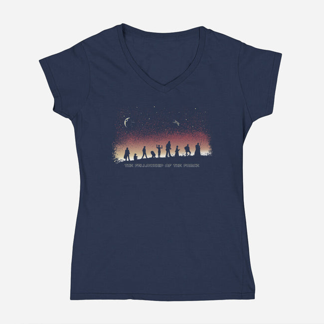 The Fellowship Of The Force-Womens-V-Neck-Tee-NMdesign